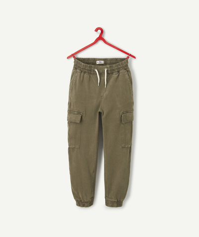 Back to school collection Nouvelle Arbo   C - BOYS' KHAKI ECO-FRIENDLY VISCOSE CARGO TROUSERS