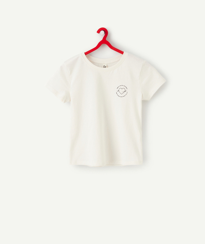 T-shirt - Shirt Nouvelle Arbo   C - GIRLS' WHITE RECYCLED FIBERS T-SHIRT WITH A MESSAGE