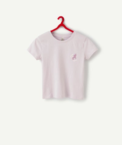 Back to school collection Nouvelle Arbo   C - GIRLS' PURPLE T-SHIRT IN RECYCLED FIBERS WITH A MESSAGE