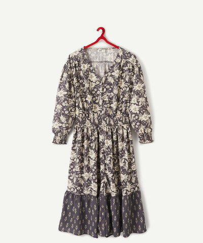 Outlet Tao Categories - LONG FLOWER-PATTERNED DRESS IN ECO-FRIENDLY VISCOSE