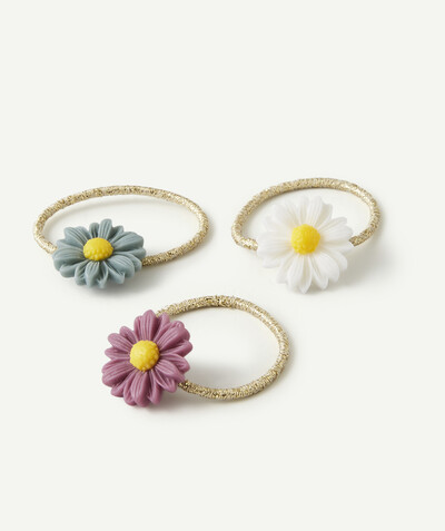 Baby girl Nouvelle Arbo   C - SET OF THREE COLOURED FLORAL ELASTICS IN RUBBER