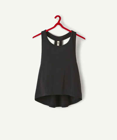 Basics family - BLACK SPORTS TANK TOP IN ORGANIC COTTON WITH A WORKED BACK