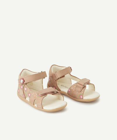 Baby girl Nouvelle Arbo   C - PINK AND PRINTED LEATHER SANDALS