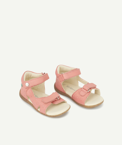 Baby girl Nouvelle Arbo   C - PINK LEATHER SANDALS WITH HOOK AND LOOP FASTENERS