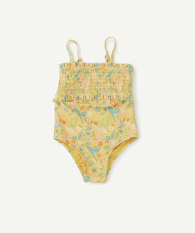 Outlet Tao Categories - ONE-PIECE YELLOW FLORAL SWIMSUIT IN RECYCLED FIBRES