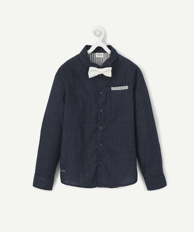 Boy Tao Categories - NAVY BLUE SHIRT WITH A BOW TIE
