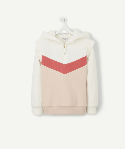 Sweatshirt Nouvelle Arbo   C - PINK AND WHITE RECYCLED FIBERS HOODIE FOR GIRLS