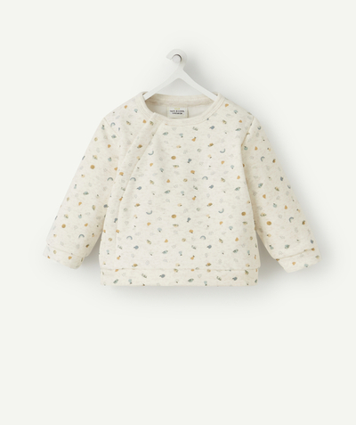 Outlet Nouvelle Arbo   C - BABIES' BEIGE AND PRINTED SWEATSHIRT IN RECYCLED FIBERS