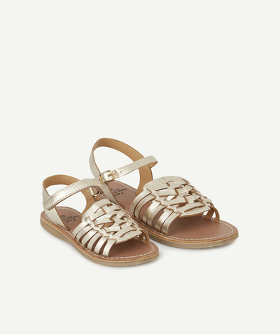 Sandals - Ballerina Tao Categories - GOLD COLOR AND PLAITED LEATHER SANDALS