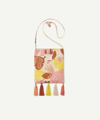 Beach collection Nouvelle Arbo   C - TROPICAL PRINT FABRIC BAG WITH POMPOMS