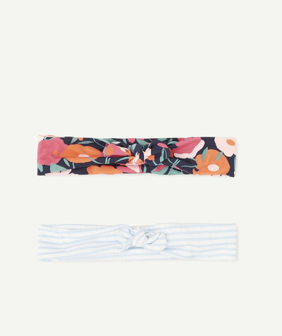 Outlet Tao Categories - SET OF TWO STRIPED AND FLOWER-PATTERNED HAIRBANDS WITH BOWS