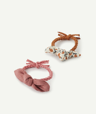Outlet Tao Categories - SET OF HAIR ELASTICS WITH CAMEL AND PINK BOWS