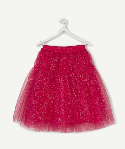 Girl Tao Categories - PINK TULLE SKIRT WITH GOLD COLOR DETAILS