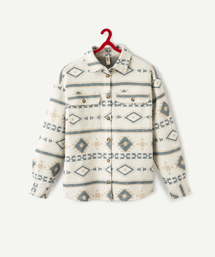 Outlet Tao Categories - CREAM PATTERNED COTTON JACKET WITH POCKETS