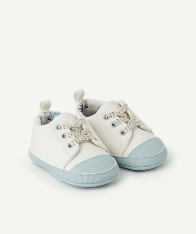 Baby boy Nouvelle Arbo   C - BABY BOYS' WHITE AND LIGHT BLUE TRAINER-STYLE BOOTIES