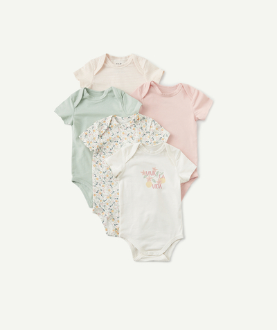 Bodysuit Nouvelle Arbo   C - PACK OF FIVE SPRING-INSPIRED ORGANIC COTTON BODYSUITS