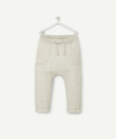 New In Nouvelle Arbo   C - BABY BOYS' LIGHT GREY FLEECE TROUSERS IN RECYCLED FIBERS