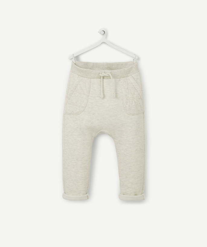Clothing Tao Categories - BABY BOYS' LIGHT GREY FLEECE TROUSERS IN RECYCLED FIBERS