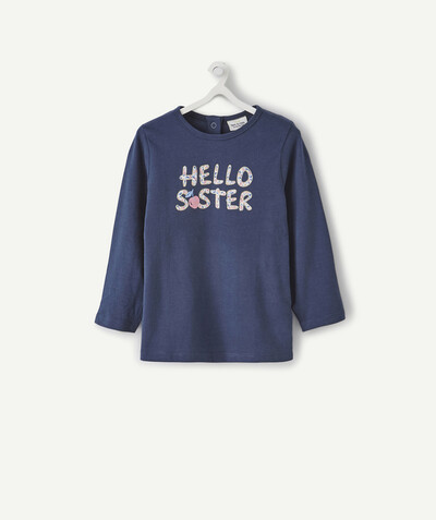 Baby girl Tao Categories - BLUE T-SHIRT IN RECYCLED FIBRES WITH A SPARKLING MESSAGE