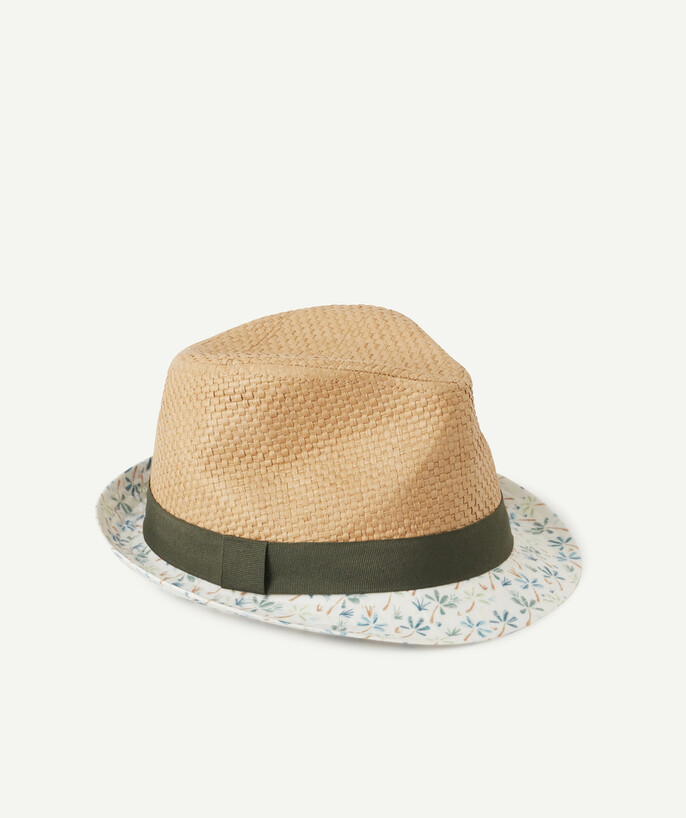 Hats - Caps Tao Categories - KHAKI STRAW HAT WITH A PRINTED BRIM