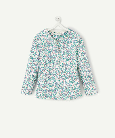 Cardigan Tao Categories - WHITE JACKET WITH A GREEN AND VIOLET FLORAL PRINT