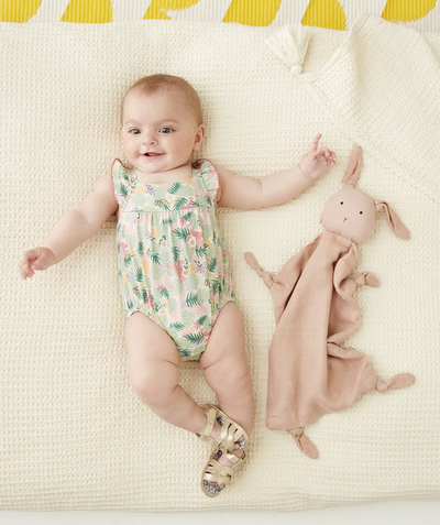 Outlet Tao Categories - FLORAL ROMPER SUIT IN ORGANIC COTTON WITH SHOULDER STRAPS