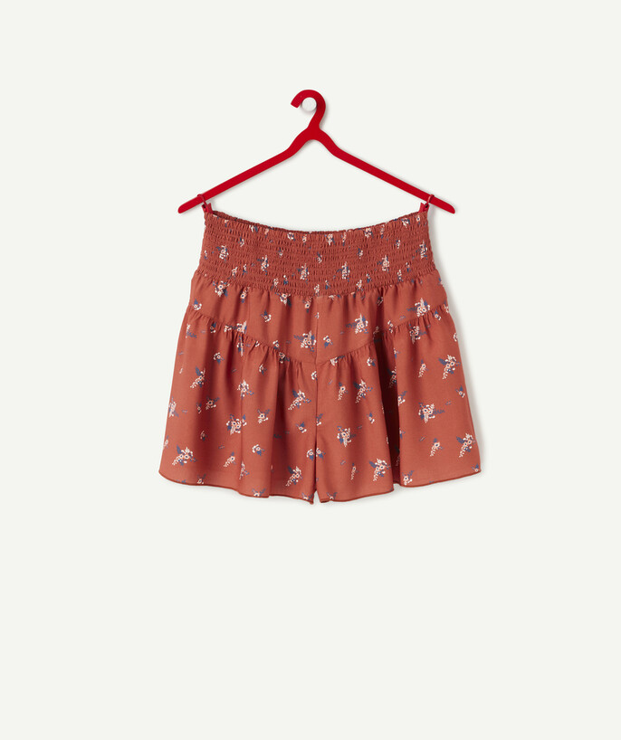 Shorts - Skirt Tao Categories - BURGUNDY FLOWER PRINT SHORTS IN ECO-FRIENDLY VISCOSE