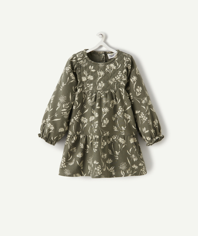 Dress Nouvelle Arbo   C - BABY GIRLS' DRESS IN WHITE AND GREEN FLORAL PRINT COTTON