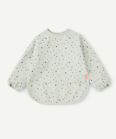 Meals Nouvelle Arbo   C - GREEN HAPPY DOTS LONG SLEEVE BIB WITH POCKET
