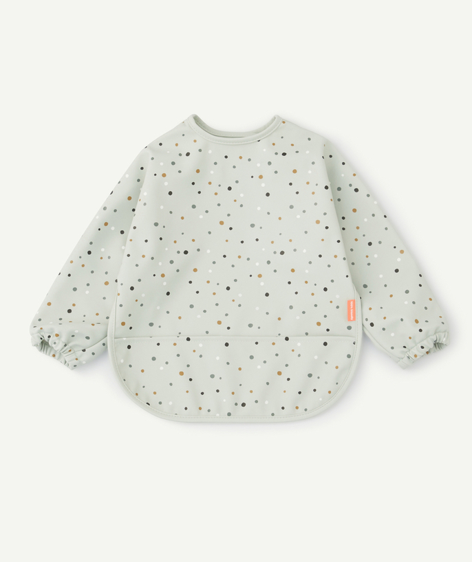 DONE BY DEER ® Tao Categories - GREEN HAPPY DOTS LONG SLEEVE BIB WITH POCKET