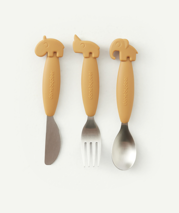 DONE BY DEER ® Tao Categories - SET OF 3 MUSTARD NON-SLIP CUTLERY