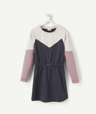 Girl Tao Categories - PURPLE AND NAVY BLUE COLORBLOCK DRESS FOR GIRLS