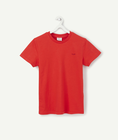 T-shirty - Koszulki Kategorie TAO - CZERWONY BAWEŁNIANY T-SHIRT DLA CHŁOPCA Z FLOKOWANYM LOGO