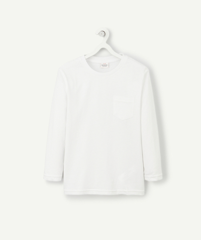 T-shirt Nouvelle Arbo   C - BOYS' WHITE COTTON T-SHIRT WITH A POCKET