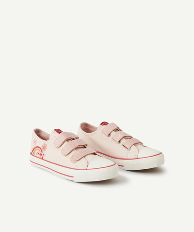 Shoes, booties Nouvelle Arbo   C - GIRLS' LOW-TOP PINK AND SPARKLING TRAINERS WITH A FLORAL DESIGN
