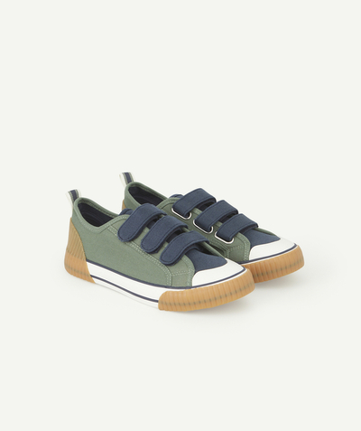 Outlet Tao Categories - BOYS' NAVY BLUE AND KHAKI TRAINERS WITH HOOK AND LOOP FASTENERS