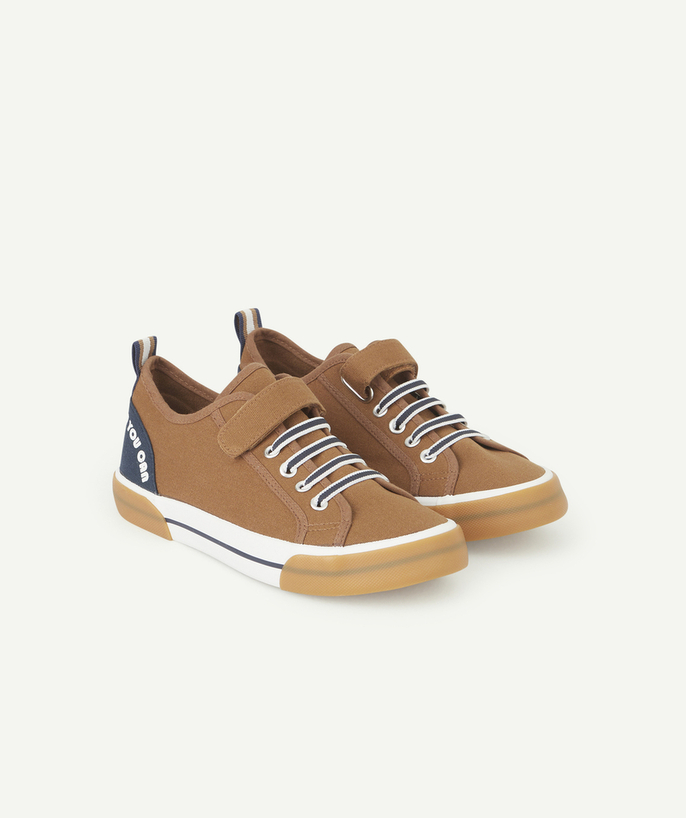 Outlet Tao Categories - BOYS' BROWN TRAINERS WITH NAVY BLUE DETAILS AND MESSAGES
