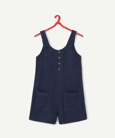Girl Tao Categories - NAVY BLUE PLAYSUIT WITH BUTTONS AND POCKETS