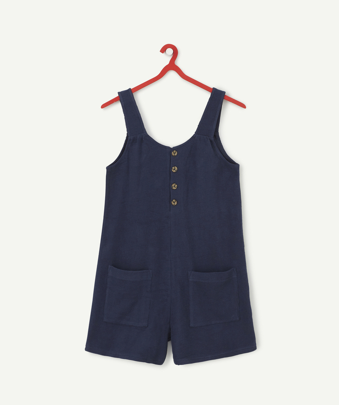 Dress - Jumpsuit Tao Categories - NAVY BLUE PLAYSUIT WITH BUTTONS AND POCKETS