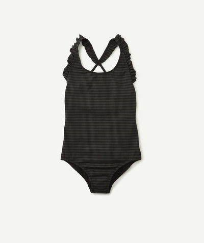 Girl Tao Categories - BLACK ONE-PIECE SWIMSUIT WITH FRILLY STRAPS