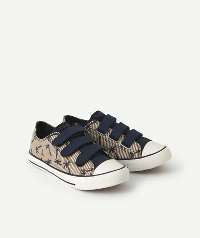 Teen boy Tao Categories - BOYS' STRIPED COTTON TRAINERS WITH HOOK AND LOOP FASTENING