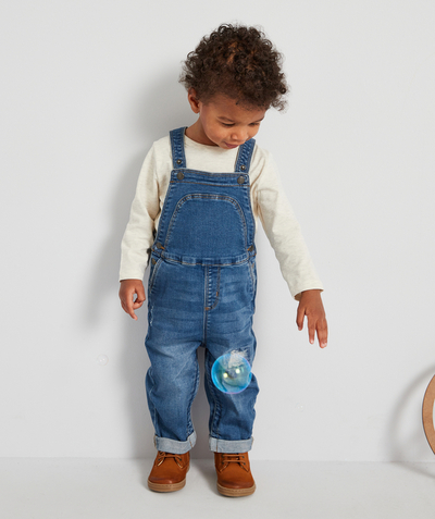 Dungarees Tao Categories - BABY BOYS' RAW DENIM DUNGAREES WITH A LOW ENVIRONMENTAL IMPACT