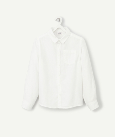 Party outfits Nouvelle Arbo   C - BOYS' WHITE COTTON SHIRT WITH A POCKET