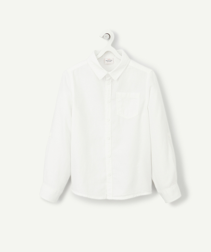 Party outfits Tao Categories - BOYS' WHITE COTTON SHIRT WITH A POCKET