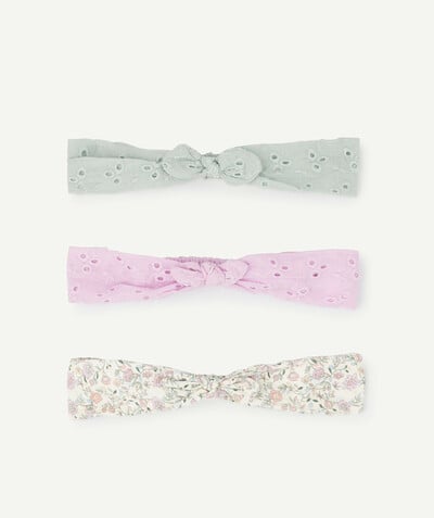 Outlet Tao Categories - SET OF THREE HAIRBANDS WITH BRODERIE ANGLAIS, PLAIN AND FLORAL