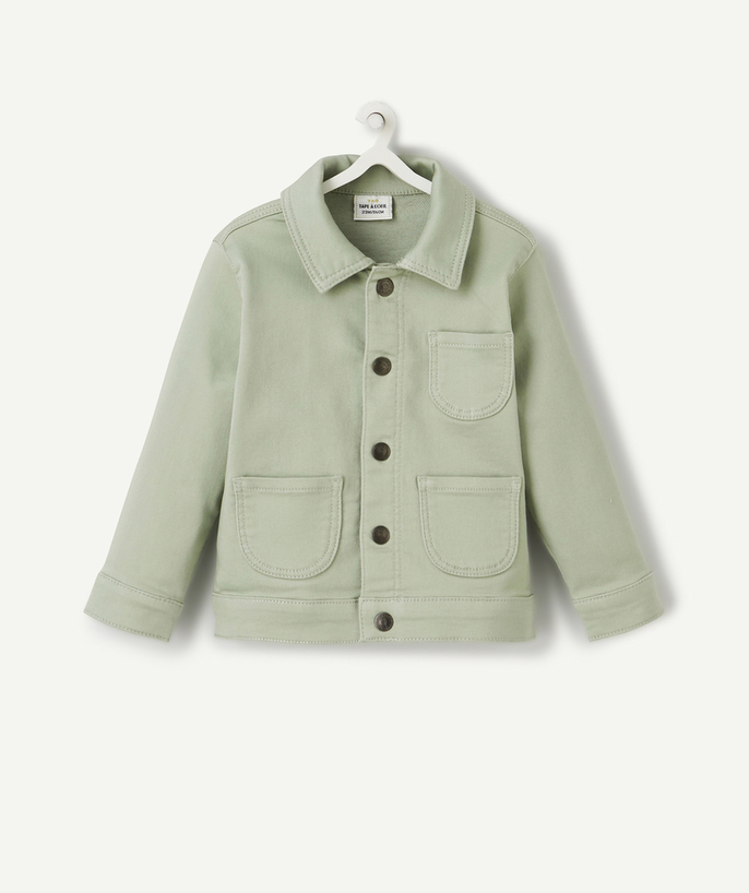 Coat - Padded Jacket - Jacket Tao Categories - BABY BOYS' GREEN JACKET IN LOW IMPACT DENIM