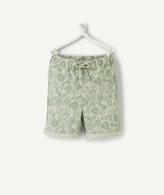 Shorts - Bermuda shorts Tao Categories - BABY BOYS' SHORTS IN GREEN RECYCLED FIBERS WITH A TROPICAL PRINT