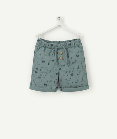 Shorts - Bermuda shorts Nouvelle Arbo   C - BABY BOYS' BERMUDA SHORTS IN GREEN COTTON WITH A JUNGLE THEME