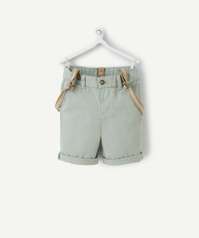 Outlet Tao Categories - BABY BOYS' GREEN  BERMUDA SHORTS WITH REMOVABLE BRACES
