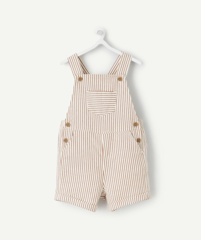 Dungarees Nouvelle Arbo   C - BABY BOYS' CREAM AND BROWN STRIPED SHORT DUNGAREES